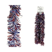 Brite Star 9 Ft Wide/Narrow Star Diecut Tinsel Garland, Red/Blue/White Set of 2