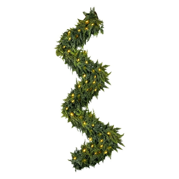 9 Ft Realistic Faux Cedar Christmas Garland - Glowing Extra Full Artificial Garland for Stairs, Perfect Home & Garden Decoration(Indoor/Outdoor)
