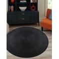 thumbnail image 1 of 9 Ft Round Black Jute Area Rug, Hand-Woven, Reversible, Farmhouse Boho Style, Durable & Pet-Friendly Rug for Living Room, Dining Room, and Bedroom, 1 of 4