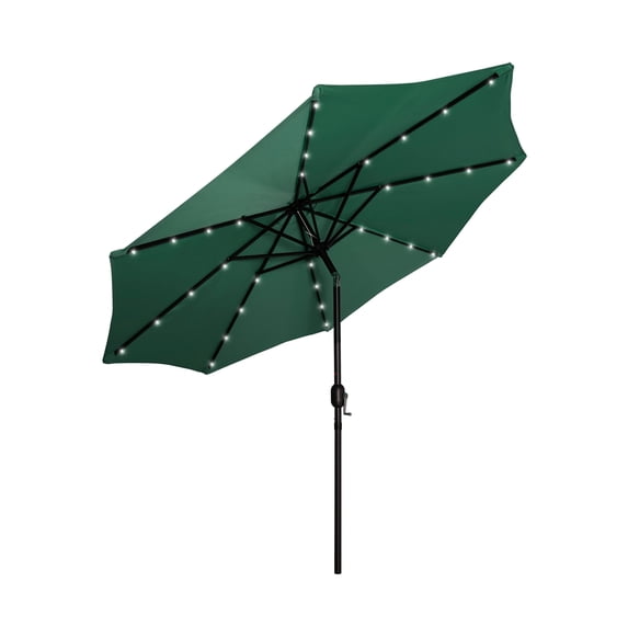 9 Ft. Solar Lighted Patio Umbrella with Base Included Dark Green