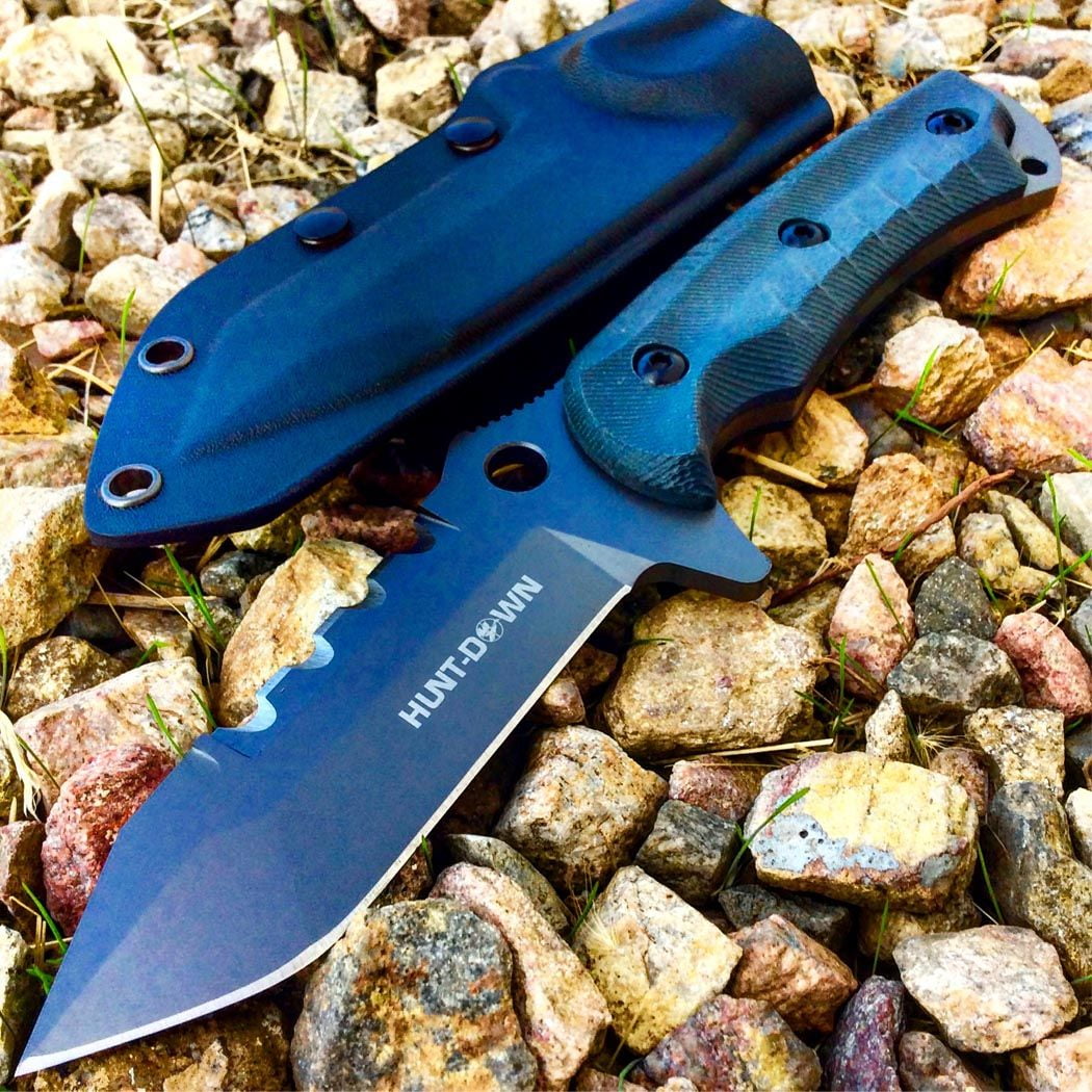 9" Full Tang Tactical Knife With ABS Plastic Sheath BLACK Filet Unisex Adult New