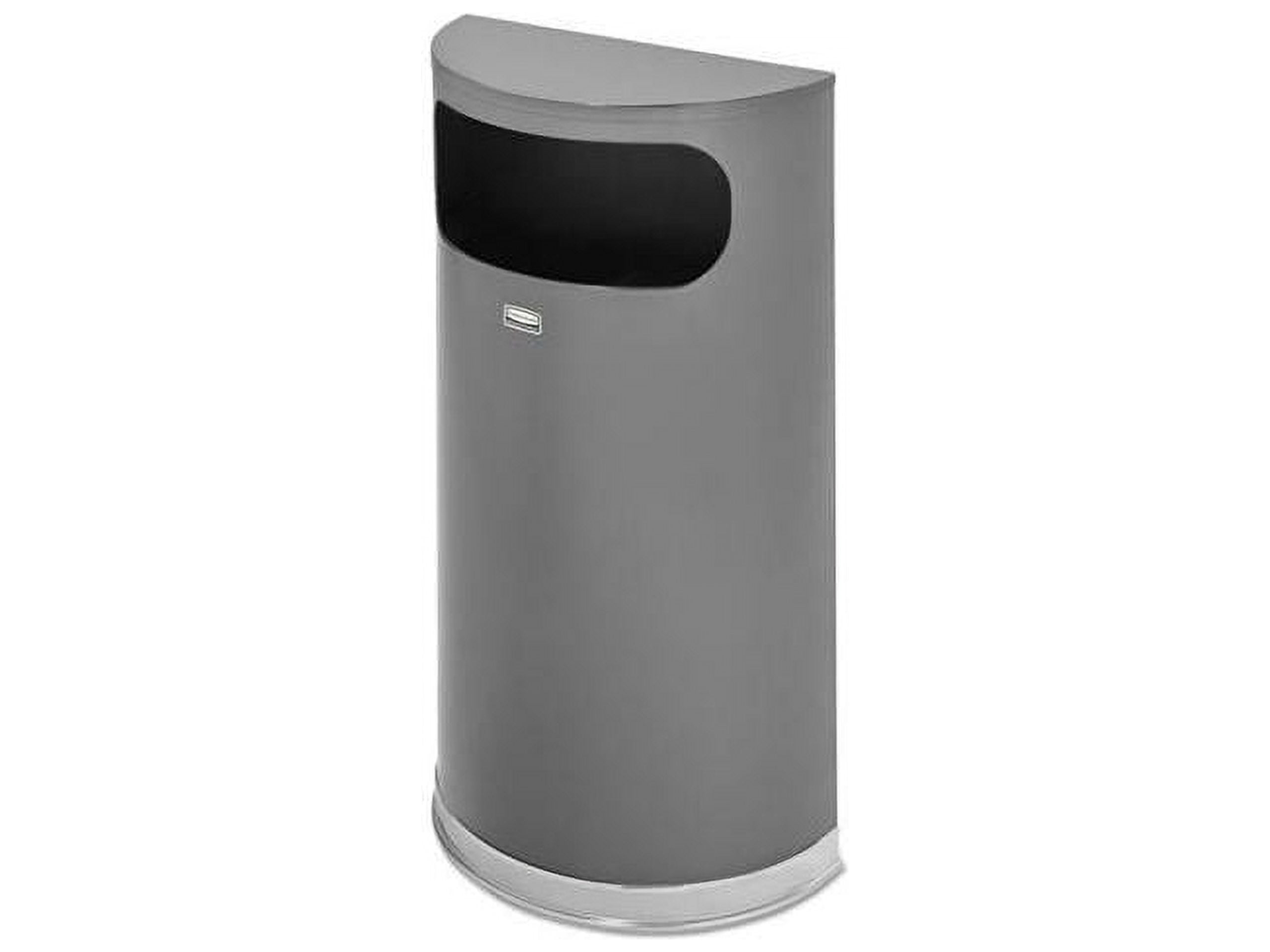 9 Gallon Half Round Trash Receptacle (Anthracite w Chrome Accents)