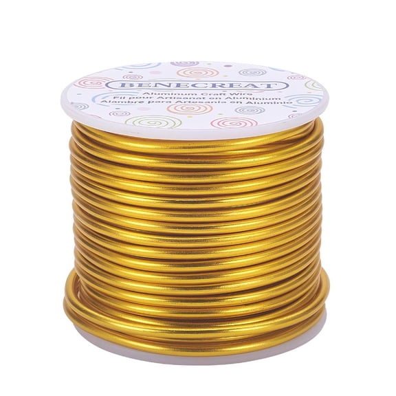 9 Gauge Jewelry Craft Aluminum Wire 55 Feet Bendable Metal Sculpting Wire for Craft Floral Model Making Plant Gardening Gold DIY