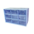 thumbnail image 1 of 9 Grid Drawer Organizer Transparent Divided Compartment Case Small Parts Container Desktop Visible Divider Bin Craft Accessory Storage Cabinet,Blue, 1 of 5