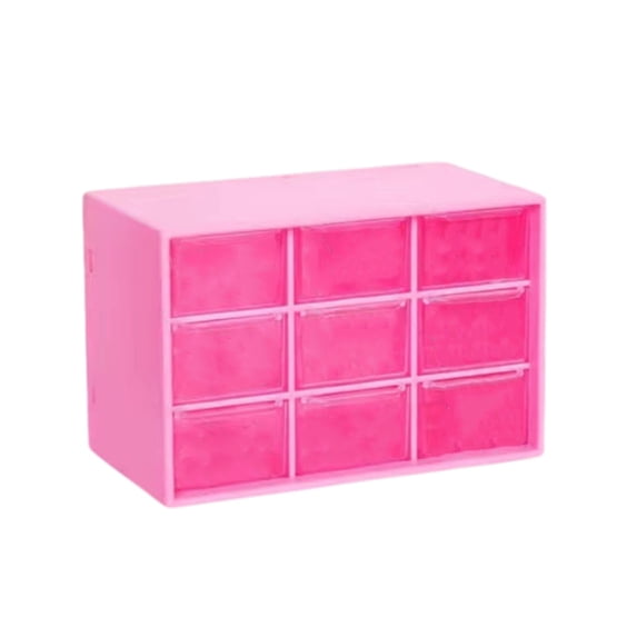 9 Grid Drawer Organizer Transparent Divided Compartment Case Small Parts Container Desktop Visible Divider Bin Craft Accessory Storage Cabinet,Hot Pink