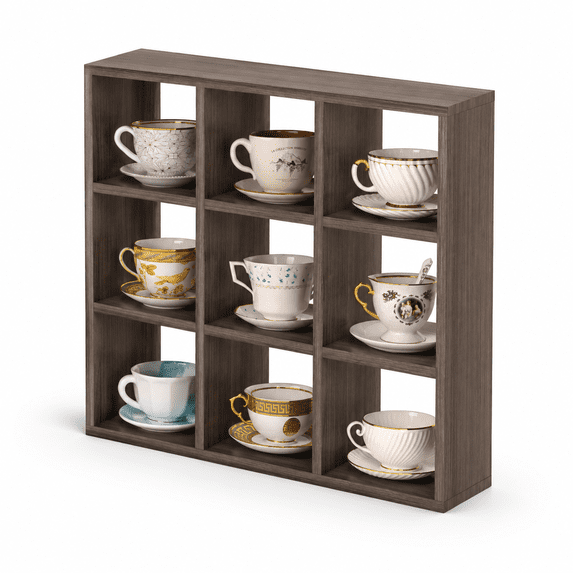 Wooden Rack Png 9 Grid Grey Wooden Mug Display Rack, Wall Mounted or Countertop Storage ...