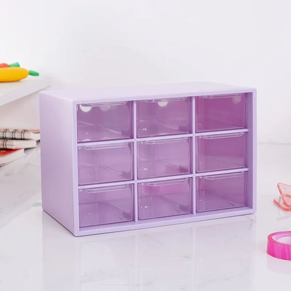 9-Grid Household Dormitory Dustproof Nine-Grid Small Drawer Jewelry Storage Box Blue