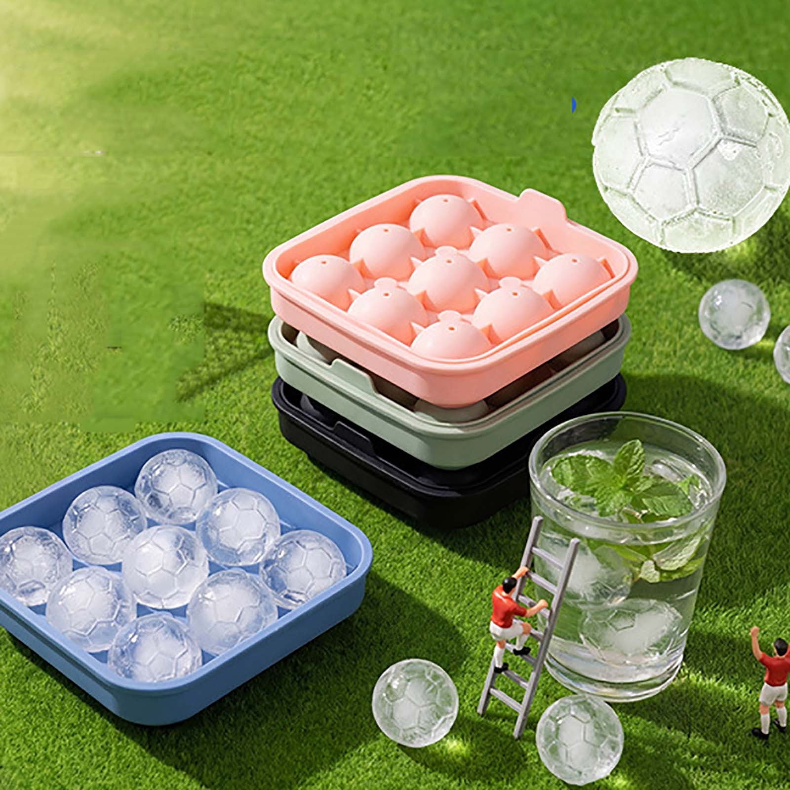 9-Grid Silicone Soccer Ball ICE Tool Mold Tray, Flexible BPA-Free ...