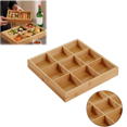 thumbnail image 1 of 9‑Grid Wooden Serving Platter, Multi Compartment Bamboo Appetizer Plate for Hot Pot Sushi, Reusable Cracker Cheese Tray for Home Restaurant(wwx), 1 of 5