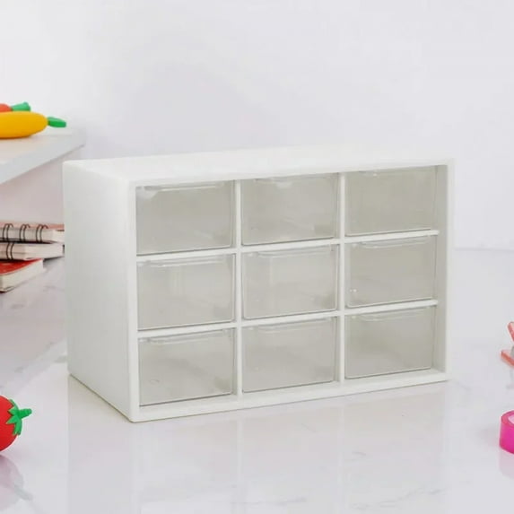 9 Grid drawer organizer Transparent Small Drawer Partitioned Student Desk Wall-mounted Sundries Storage Box Cute