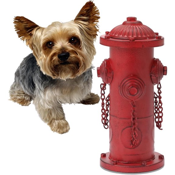 9" H Small Dog Fire Hydrant Pee Post, Fire Hydrant for Home Decor Metal Fake Fire Hydrant for Dogs to Pee On, Indoor Training & Outdoor Garden Statue