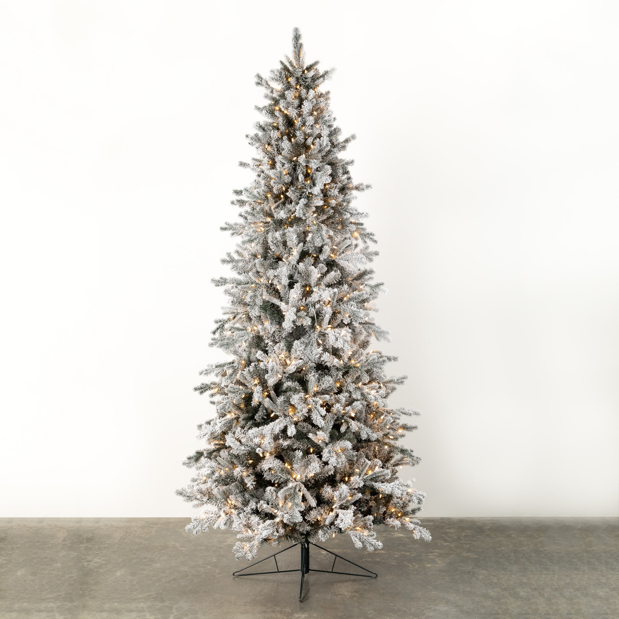 9'H Sullivans Lit Flocked Christmas Tree, Green