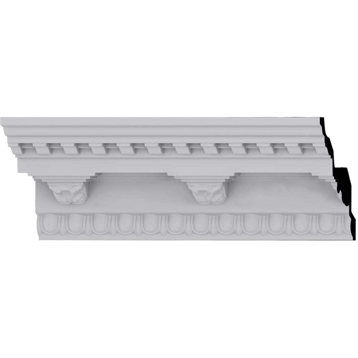 94.5" White Polyurethane Rosetta Crown Moulding