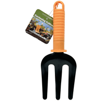 9 in Hand Garden Straight Fork Cultivator, Durable Metal Tines, Ergonomic Plastic Handle for Precision Soil Loosening, Aerating, Plant Care, Comfortable Grip for Gardening, Yellow