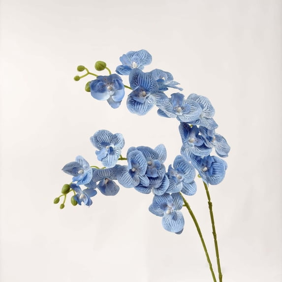 9-Head Artificial Phalaenopsis Orchid 69cm - Cloth & PU High Branch Flower for Living Room Table & Entrance Decor - Blue
