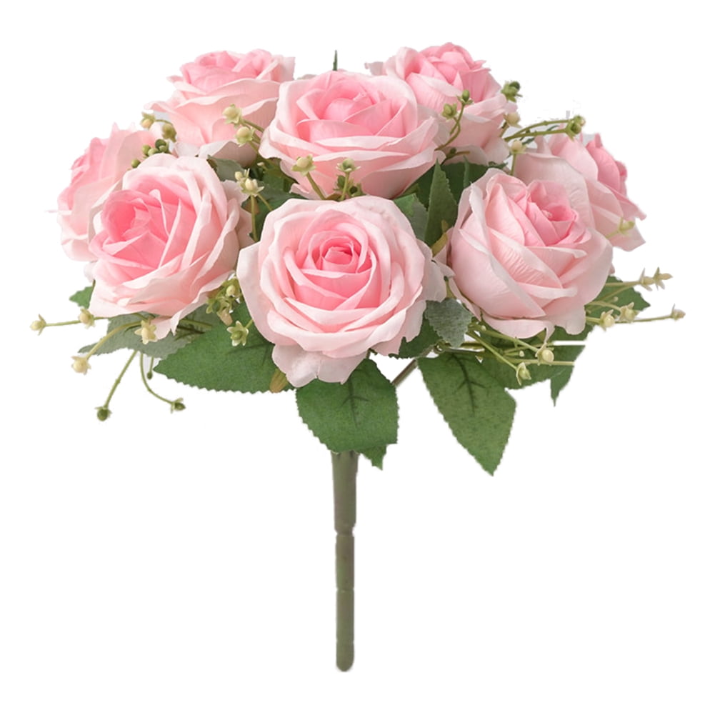 9 Heads Artificial Rose Flower Wedding Bride Bouquet Simulation Plant ...