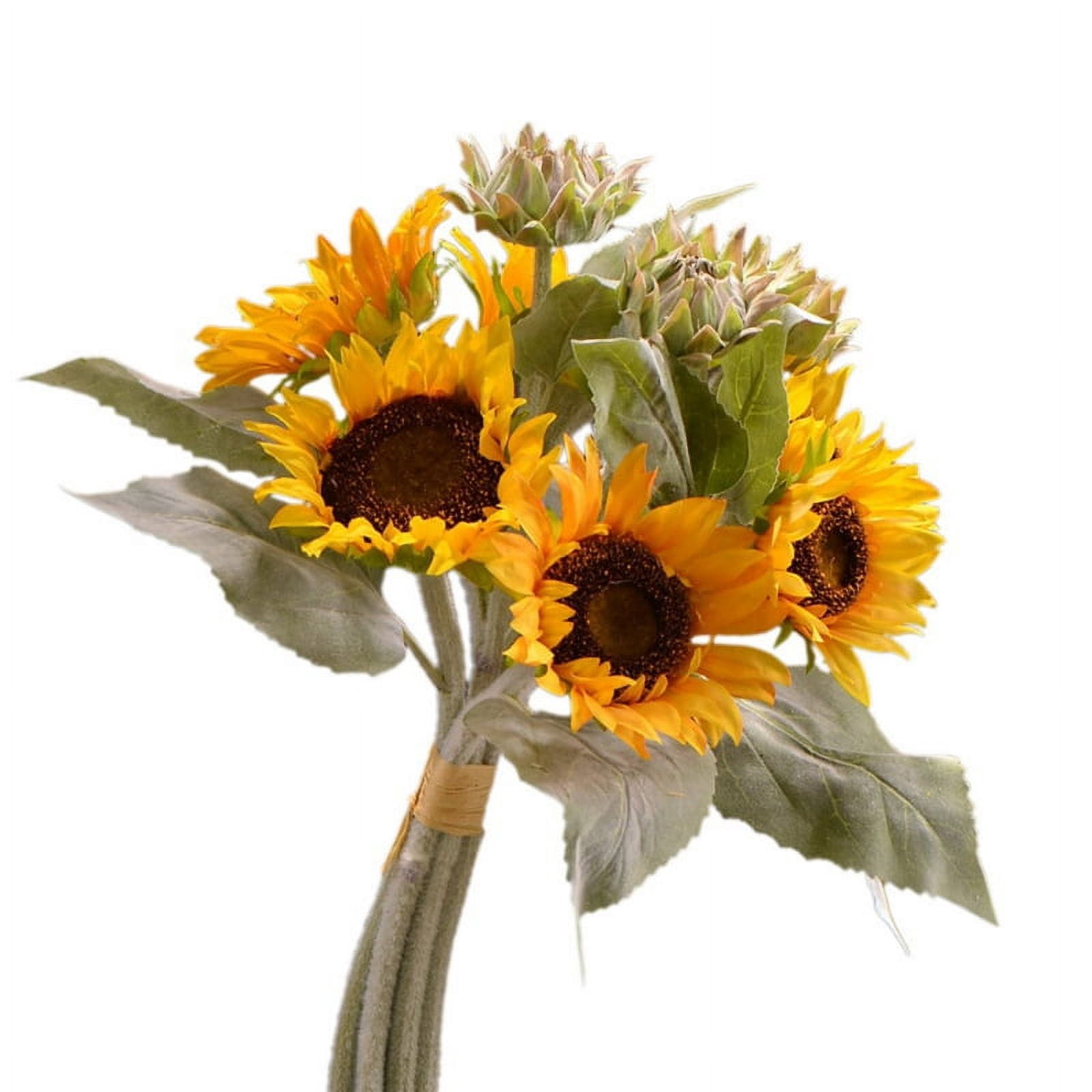 9 Heads Artificial Sunflowers Bouquet Fake Flower with Stems for ...