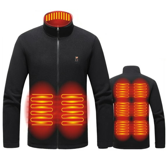 9 Heated Area Heated Insulated Jackets USB Charging for Men Women (Black 2XL)