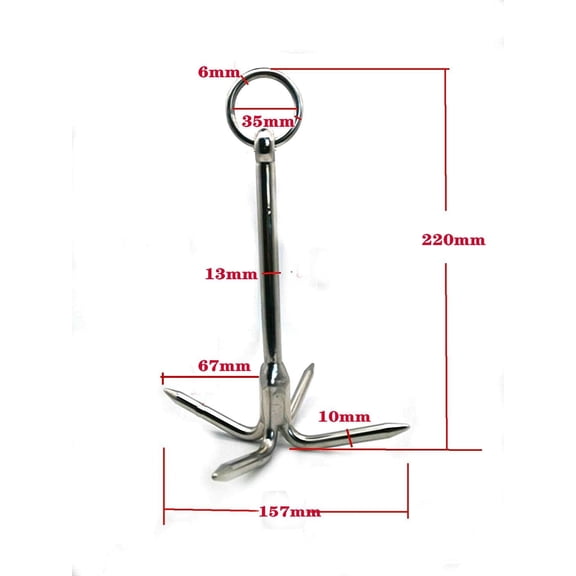 9" Heavy Duty Stainless Steel 316 Grappling Hook with 4-Claw Stainless Steel Climbing Hooks for Anchor Retrieving, Outdoor Hiking, Tree Limb Removal,Boat Anchor