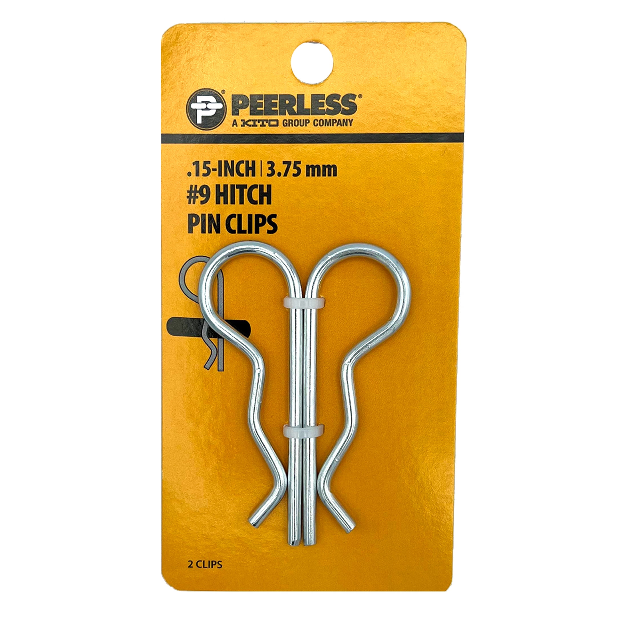 #9 Hitch Pin Clips, 2-Pack, Zinc-Plated, Peerless Chain Company, #4709038