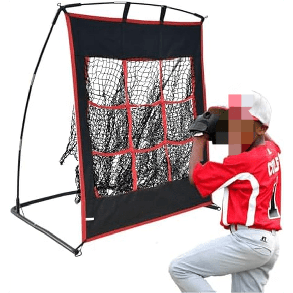 9 Hole Baseball Pitching Net - 4x4FT Portable Softball Pitching Practice Target with Strike Zone to Improve Training Throwing Accuracy - Fiberglass and Galvanized Steel Base$$Sport & Recreation Other