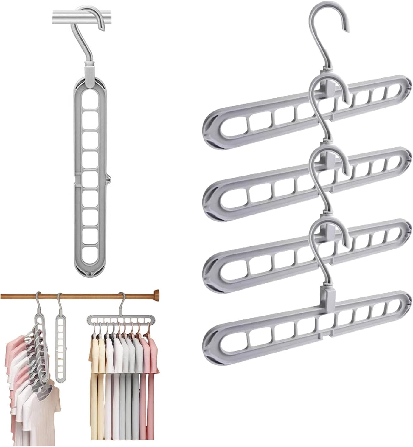 9-Hole Clothes Drying Rack, 5 Pcs Seamlessly Foldable Clothes Hanger ...