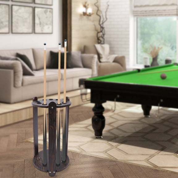 9-Hole Floor Standing Pool Cue Rack Billiard Stick Holder with 1.3" Large Holes, High-Density Wear-Resistant Board, Fits Most Cues/Fishing Rods/Golf Clubs, Space-Saving Corner Stand
