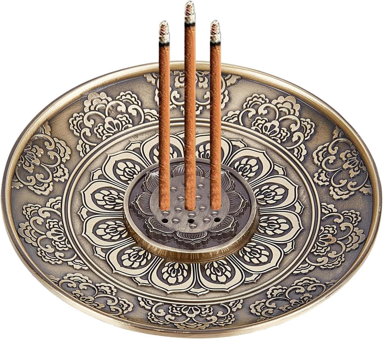 9‑Hole Incense Sticks Holder Bronze Incense Burners Lotus Dragon Relief ...