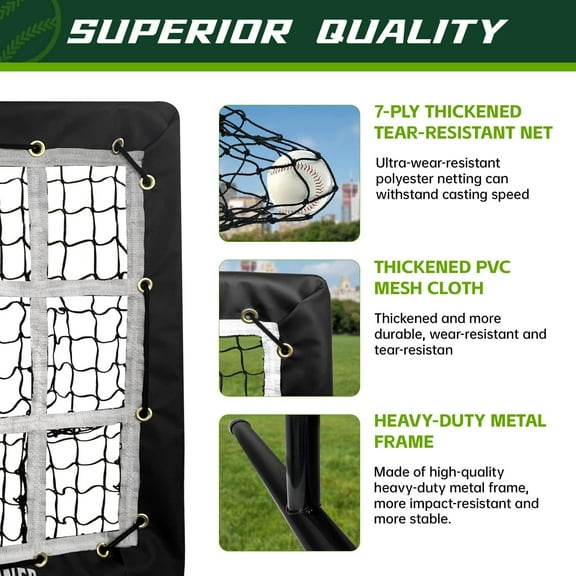 9 Hole Pitching Net - Heavy-Duty Baseball Training Equipment with Adjustable Strike Zone for Pitching & Hitting Practice