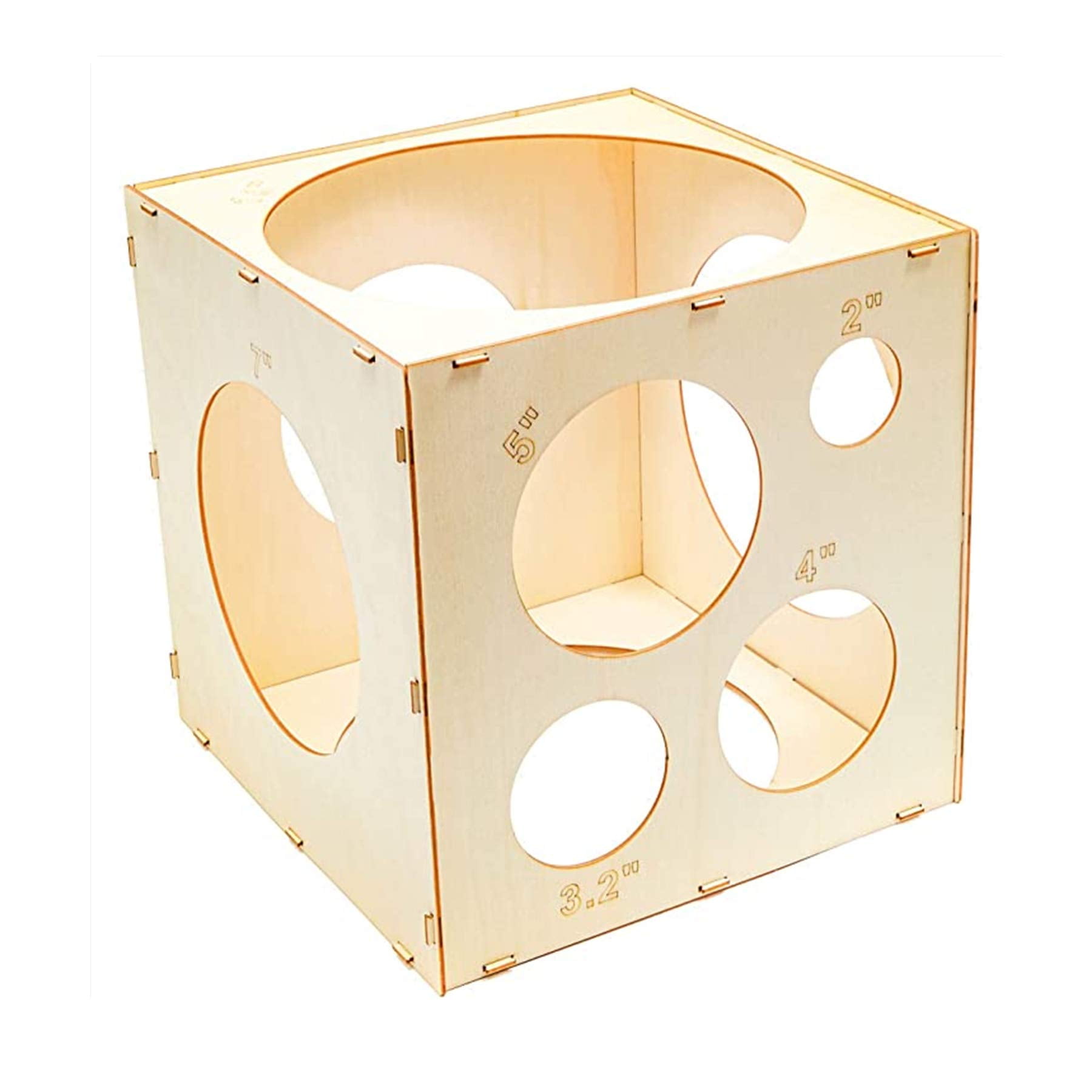 9 holes assemblable wood balloon sizer box cube diy balloon sizer cube