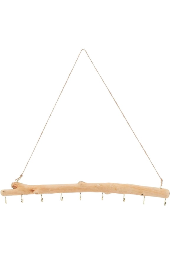 9 Hook Branch Hanger Wall Mounted Jewelry Holder Natural Wood Farmhouse Vintage Easy to Use Necklace Driftwood Hooks with Twine Rope for Dried Flowers Keys Crafts Home Decoration Supplies