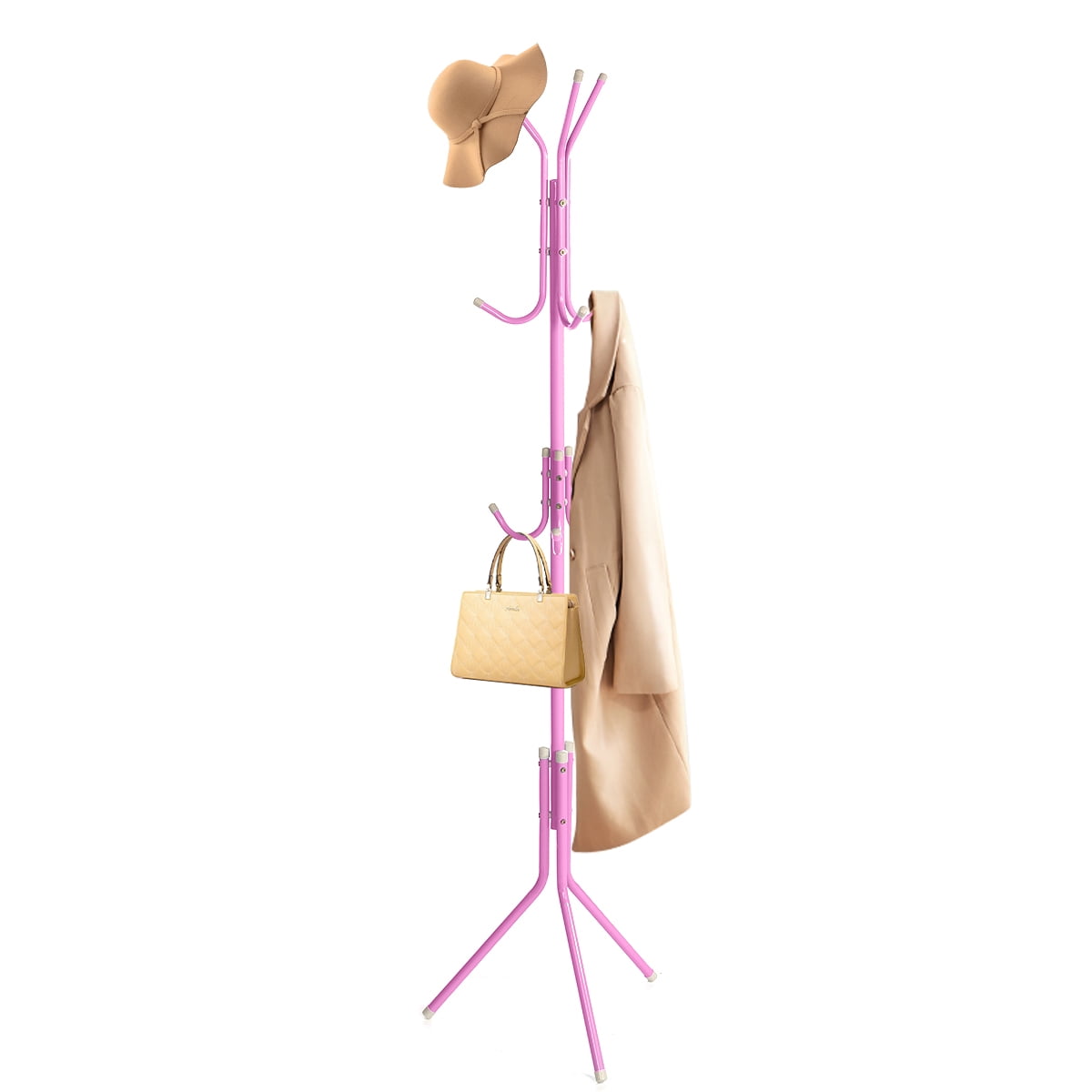 9 Hooks Coat Rack Stand, Freestanding Organizer for Coats, Hats, Bags, Available in White, Black