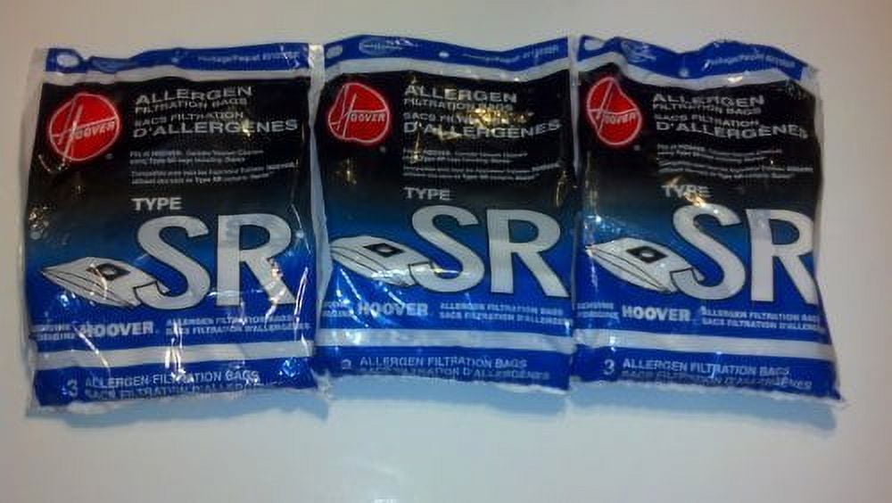 9 Hoover 401011SR Style SR Canister Vacuum Allergen Filtration Bags for S3590 Duros Canisters, Genuine OEM Hoover Part,
