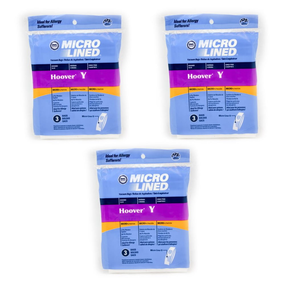 9 Hoover Type Y Vacuum Bags Fits Hoover WindTunnel Upright Vacs by DVC