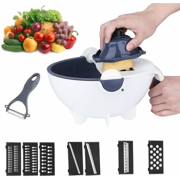 9 In 1 Multifunctional Vegetable Cutter With Large Capacity Drain Basket