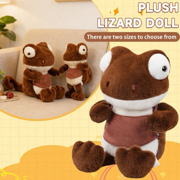 9-Inch Adorable Plush Lizard Doll, Soft Cuddly Stuffed Toy with Big Colorful / Vibrant Design Eyes, Cozy Huggable Companion for Home Decoration, Snuggling, and Daily Comfort for Family & All Ages