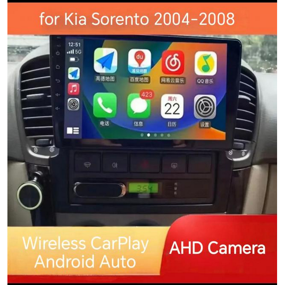 9 Inch Android 15 Car Radio Stereo Compatible for Kia Sorento 2004-2008 FM/RDS WiFi Bluetooth 2 DIN GPS Navigation Head Unit SWC /DAB+ Car Player Fit for Carplay and Android Auto 2GB+64GB