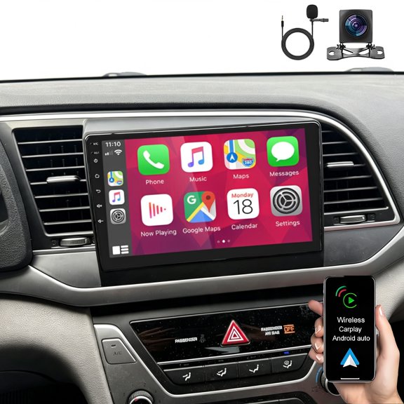 9 Inch Android 15 Car Stereo for Hyundai Elantra 2016-2018 with Wireless & Wired CarPlay Android Auto GPS Navigation BT Wi-Fi Hi-Fi Audio FM/RDS Radio SWC 2+32G