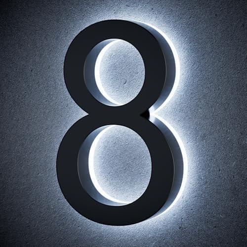 9 Inch Backlit House Numbers for Outside, Stainless Steel, LED ...