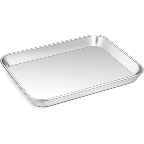9 Inch Baking Sheet Pan, Stainless Steel Cookie Sheet Toaster Oven Tray, Professional Bakeware for Cookie/Bacon/Bread, Rolled Rim & Mirror Finish, Rust Resistant & Dishwasher Safe