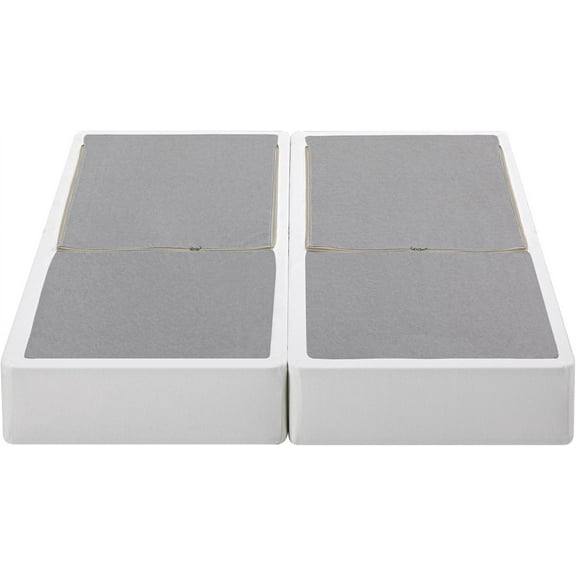 9 Inch Box Spring with Cover, No Assembly Mattress Foundation, Sturdy Metal Structure, Split Queen, White