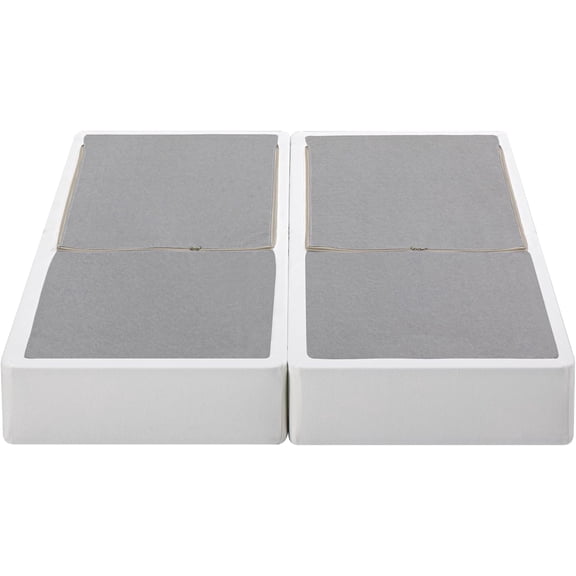 9 Inch Box Spring with Cover, No Assembly Mattress Foundation, Sturdy Metal Structure, Split Queen, White