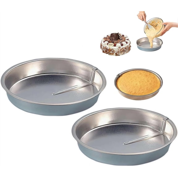 9 Inch Cake Pan Set of ,Stainless Steel Non-Stick Baking Pans,Tinplate Easy Release Cake Pan with Built-in Swivel Blade,Easy to Clean BakingPans for Chiffon Cheesecake Mousse,Home Professional Baking