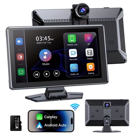 9 Inch Car Multimedia Player, Dual Camera, Wireless Carplay, Android Auto, Touchscreen