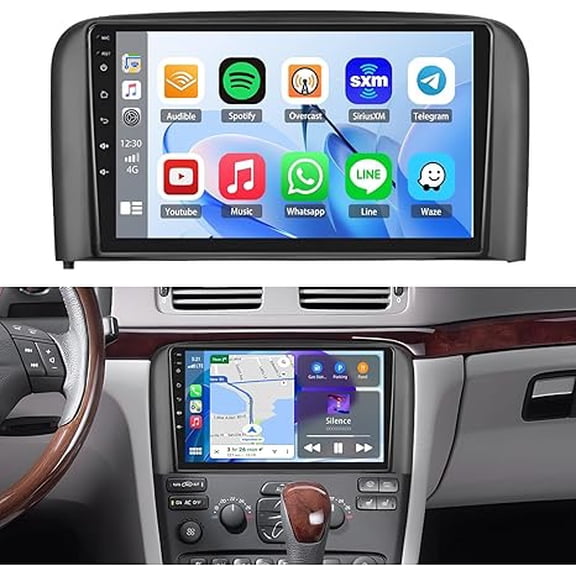 9 Inch Car Stereo Radio Android 13 GPS Navi Head Unit Support Carplay and Android Auto FM/RDS Radio Car Player with AHD Camera/Mic SWC Bluetooth 2+64G for Volvo S80 2004-2008