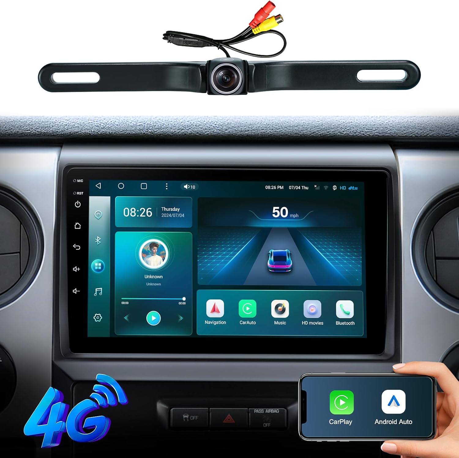 9" Android 13 Double Din Car Stereo For Ford F150 2009-2012 - Wireless CarPlay, Android Auto, GPS, Touch Screen