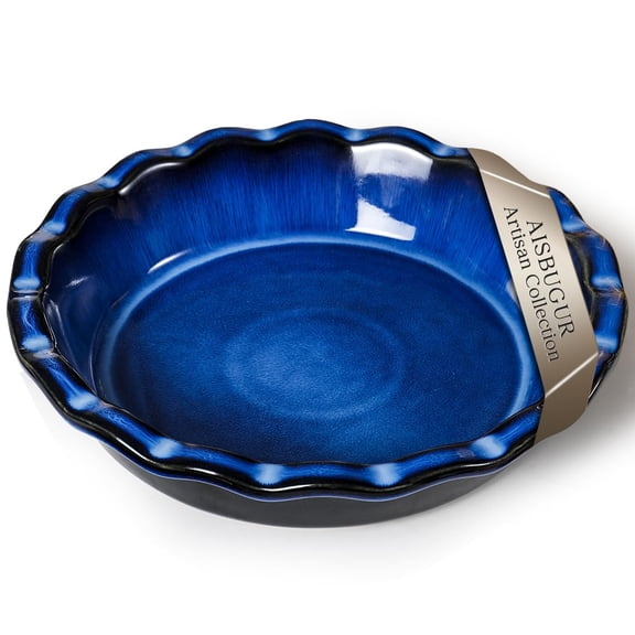9 Inch Ceramic Pie Pan for Baking Apple Pie Quiche Fruit Tart Blue 48oz