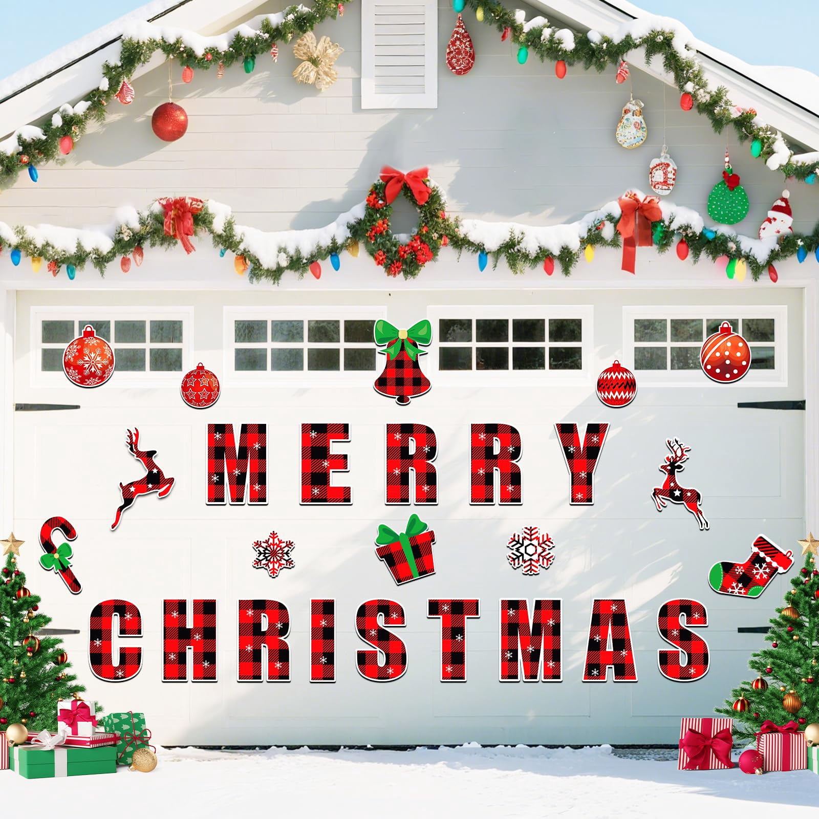 34-Piece Christmas Garage Door Magnet Set - Santa, Snowman, Gnome & Candy Decor For Holiday Home, Car & Refrigerator