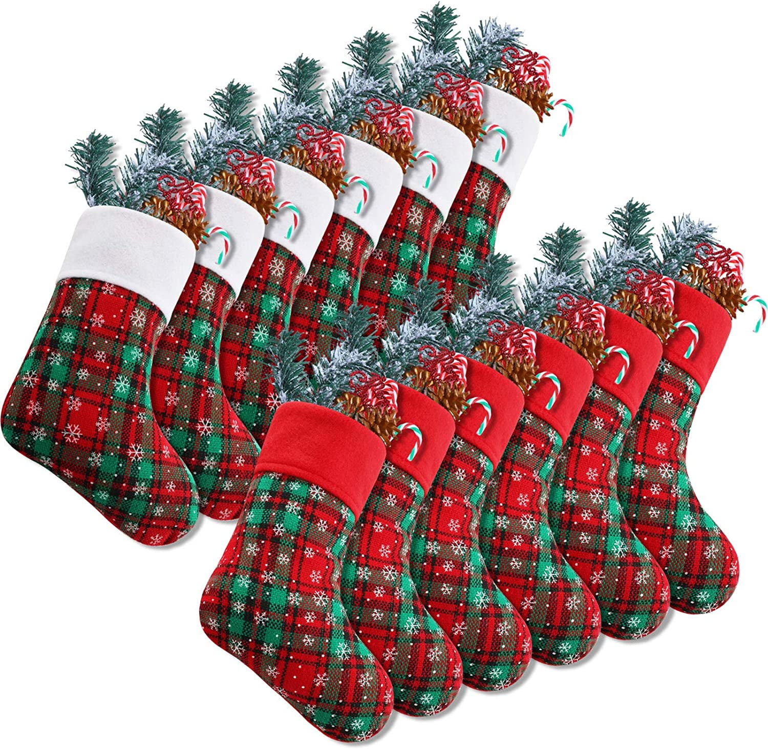 9 Inch Christmas Mini Stockings Plaid Snowflake Christmas Stockings Christmas Hanging Stockings