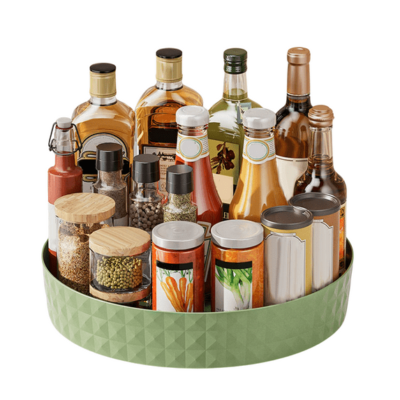9 Inch Clear Acrylic Lazy Susan, Non-Skid Turntable Organizer for Cabinet, Kitchen, Pantry Organization Storage, Refrigerator, Vanity Makeup, Bathroom Countertop Organizing, Rotating Spice Rack,Green